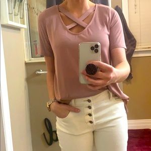 Large criss-cross mauve blouse